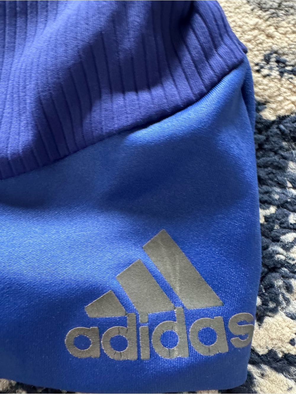 adidas Blue Ribbed Sports Bra - Picture 3 of 5